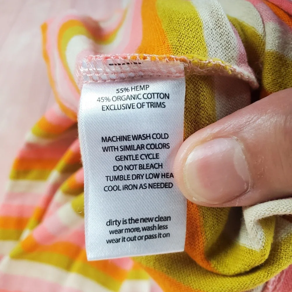 Toad & Co Grom Tank Dress Womens Large Orange Cotton Striped Logo Pockets V Neck - Picture 8 of 9